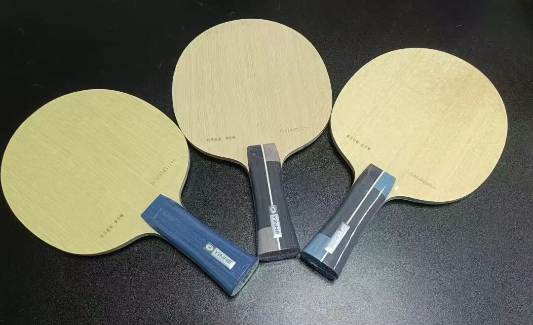 Yinhe Dark Horse Custom ALC and PLC series blades lined up showing handle design evolution