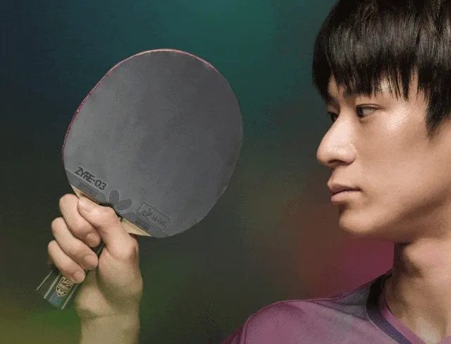 Shunsuke Togami competing with Fan Zhendong ALC custom blade and Zyre-03 rubbers