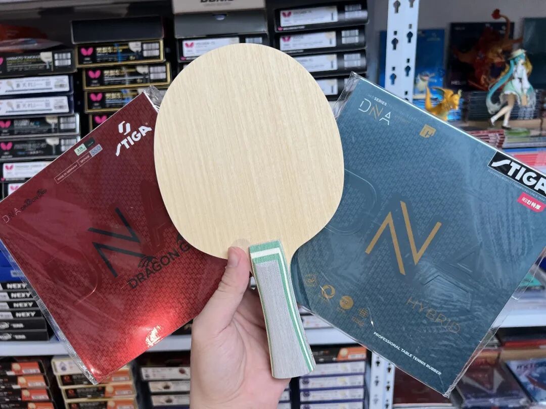 Stiga Luma blade assembled with DNA Dragon Grip forehand and DNA Hybrid H backhand rubbers