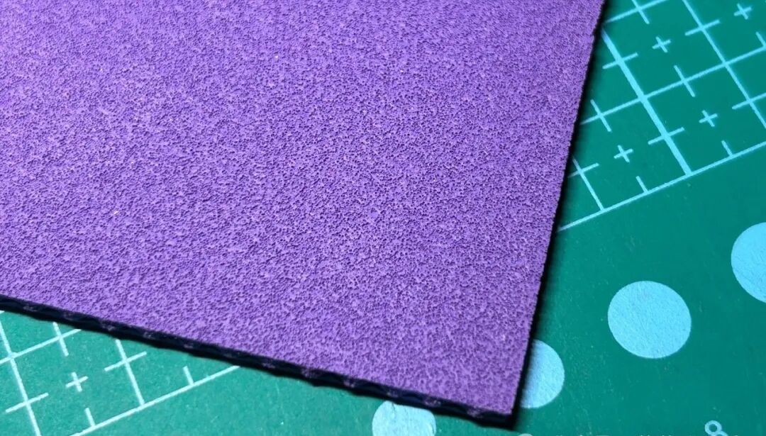 Joola Dynasty AGR rubber sheet showing black topsheet and sponge on a blade
